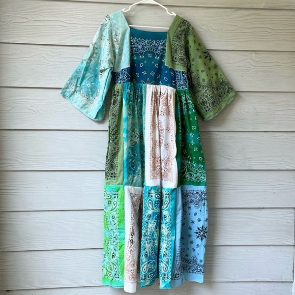 Handmade Bandana Dress/Green/Maxi SKU 72848 - Picture 4 of 10